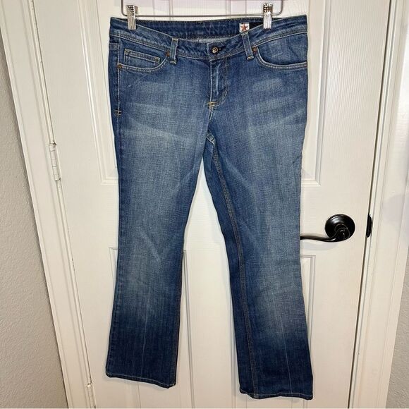 Y2K People’s Liberation Medium Wash Star Embroidered Lowrise Bootcut Jean Sz 29 - Picture 3 of 10